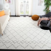 SAFAVIEH Berber Feride Geometric Shag Area Rug, Cream/Light Gray, 6'7" x 6'7" Square