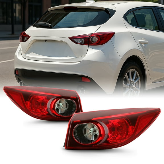 AKKON - Fits 2014 2015 2016 2017 2018 Mazda 3 4Door Sedan Model [Halogen Type] Outer Tail Lamps Brake Lights Pair Left Right