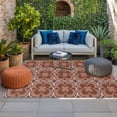 thumbnail image 2 of Brown Boho Outdoor Rug for Patio/Deck/Porch, Non-Slip Large Area Rug 6 x 9 Ft, Retro Farmhouse Abstract Floral Motifs Indoor Outdoor Rugs Washable Area Rugs, Reversible Camping Rug Carpet Runner, 2 of 8