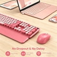 thumbnail image 6 of Wireless Keyboard and Mouse Combo, Retro Round Keycaps, Full Size with Detachable Wrist Rest, 2.4G for PC Mac Windows, Pink, 6 of 8
