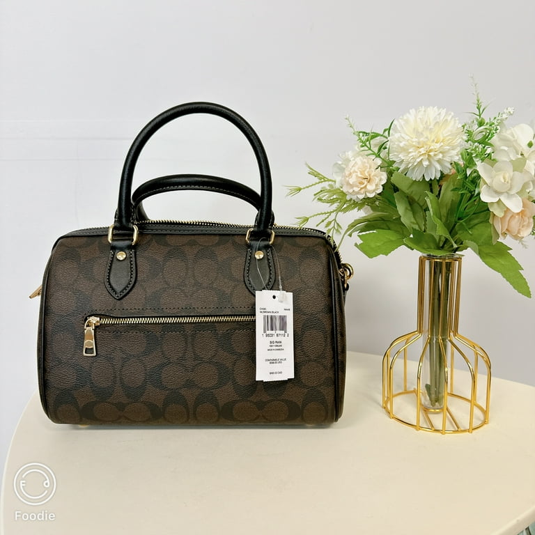 Coach Rowan Satchel Signature Canvas Handbag Crossbody Purse in Brown Black Walmart