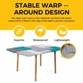 thumbnail image 4 of Blue Abstract Table Cloths for 6 Foot Rectangle Tables, Grey Geometric Oil Painting Vintage Gradient Patio Waterproof Elastic Fitted Tablecloths, Washable Rectangular Table Cover for Camping, 4 of 8