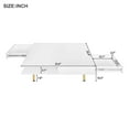 thumbnail image 6 of Exquisite High Gloss Coffee Table with 4 Golden Legs and 2 Small Drawers, 2-Tier Square Center Table for Living Room, White, 6 of 10