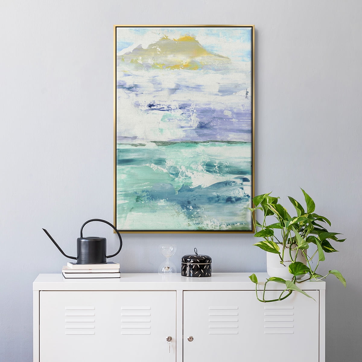 Fantasy Seascape Framed Premium Gallery Wrapped Canvas - Ready to Hang - 27 x 41 - Gold Floating Frame