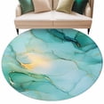 thumbnail image 2 of Teal Marble Large Round Rug 8 FT, Non Slip Living Room Area Carpet, Abstract Art Modern Ink Painting Washable Soft Circle Rug Non-Shedding Floor Carpet for Bedroom Office Dining Room, 2 of 9