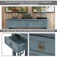 thumbnail image 4 of Retro Console Table with 2 Drawers and Bottom Shelf, Entryway Accent Sofa Table, Antique Navy, 36"L x 14"W x 30"H, 4 of 7