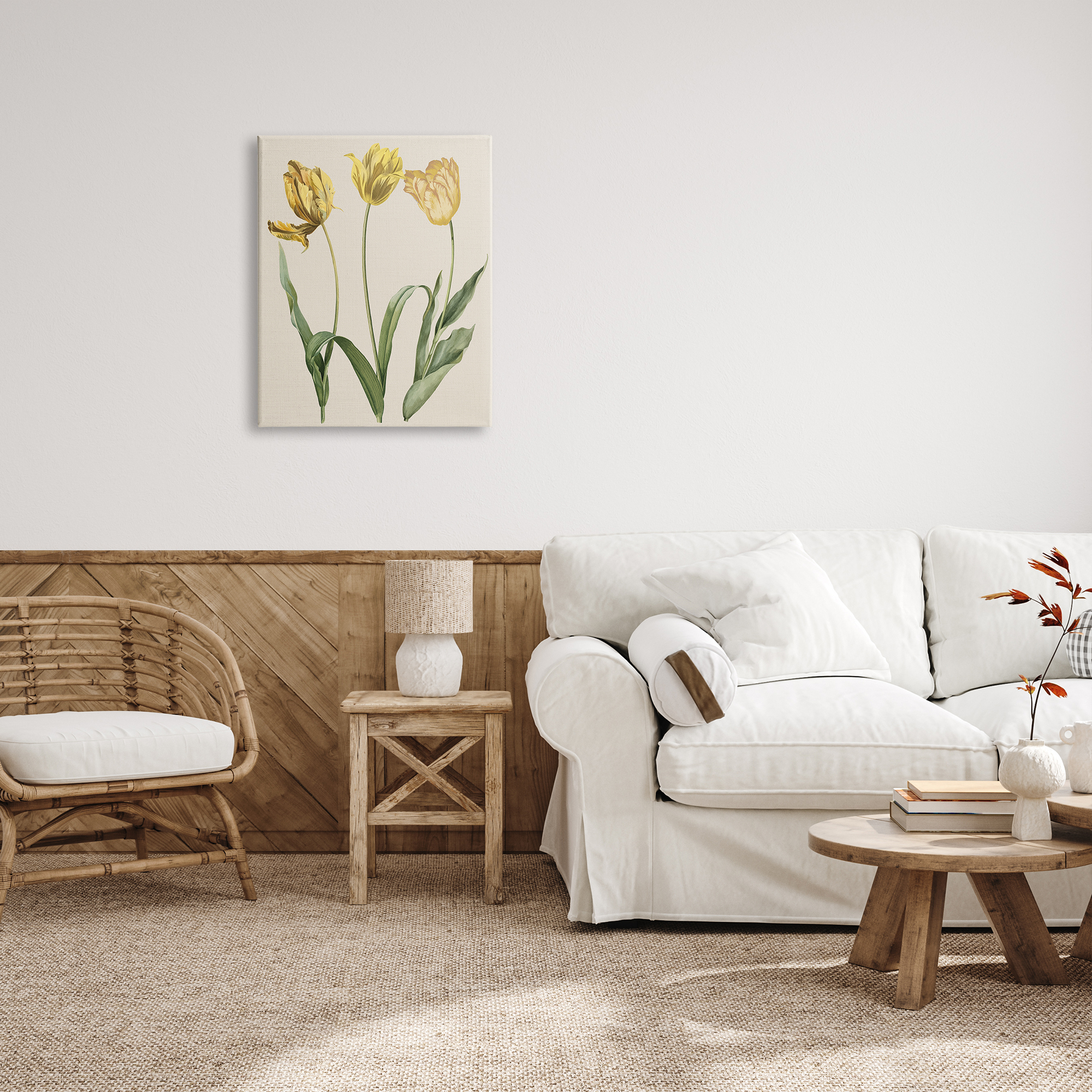 Stupell Industries Three Tulip Sprigs Botanical & Floral Painting Gallery Wrapped Canvas Art Print Wall Art, 24 x 30