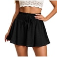 thumbnail image 3 of VBTAPA Womens Summer Eyelet Mini Skirts Drawstring High Waist Smocked Layered Skorts Flowy Ruffle Cute Skirt Boho Casual Beach Outfits Black M, 3 of 6