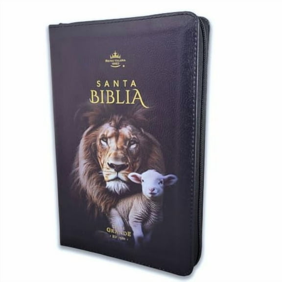 Biblia con Cierre Letra Grande 12 puntos RV1960 imit piel leon y cordero negro con indice