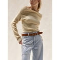 thumbnail image 2 of Women's Spring Solid Color Long Sleeve Off Shoulder Slim Knitwear, 2 of 9