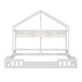 thumbnail image 5 of Twin Size House Floor Bed with Roof, Wood Double Twin Beds with Shelves and Guardrail for 2 Kids, Two Shared Beds Montessori Bed Frame, House Platform Bed for Girls Boys, Creamy White, 5 of 9