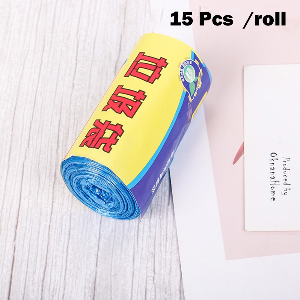 BAMILL 1Roll /15pcs Mini Disposable Plastic Small Garbage Bag Trash Bags Household