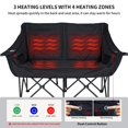 thumbnail image 3 of Slsy Heated Double Camping Chair, 2-Person Heated Folding Chairs for Outdoor Sports w/ 3 Heat Levels & 4 Heating Zones, Patio Lounge Chairs Folding Camping Chair Supports 550 lbs, 3 of 11