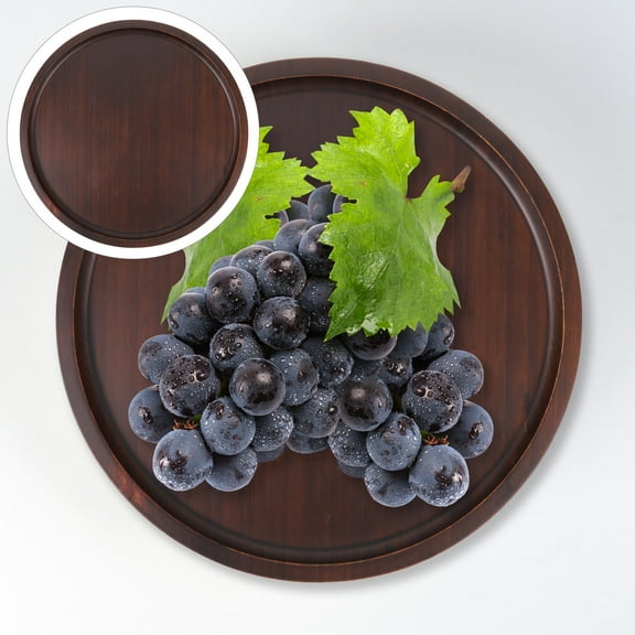 DEEPCRAFF 1Pack Bamboo Tray Round Brown 30X30X2CM for Fruit Serving and Tea Use in Kitchen Dining Room Table