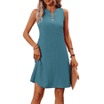 thumbnail image 3 of Vestidos de Verano para Mujer, para Vacaciones en la Isla, Sin Mangas, Cuello en V, Túnica Informal para Playa. Azul Mar L, 3 of 10