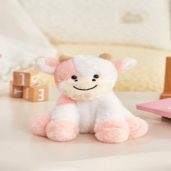 YOPTOP 20cm 1pc Polka Dot Plush Toy Pinkish Purple Cow Stuffed Animal With Bouquet Decoration Great Birthday Gift For Kids,Pink-20CM