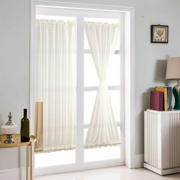 French Door Curtains – Rod Pocket Thermal Blackout Curtain for Doors with Glass Window, Kitchen and Patio Doors for Privacy, 40.15×25.19 inches Long, 1 Curtain Panel with Tieback