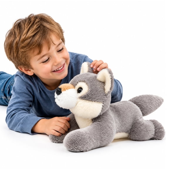 Just qunseen Small Gray 8" Wolf Adorable Stuffed Animal