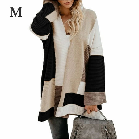 

BESTHUA Casual Knitted Cardigan Geometric Mixed Color Sweater for Girls