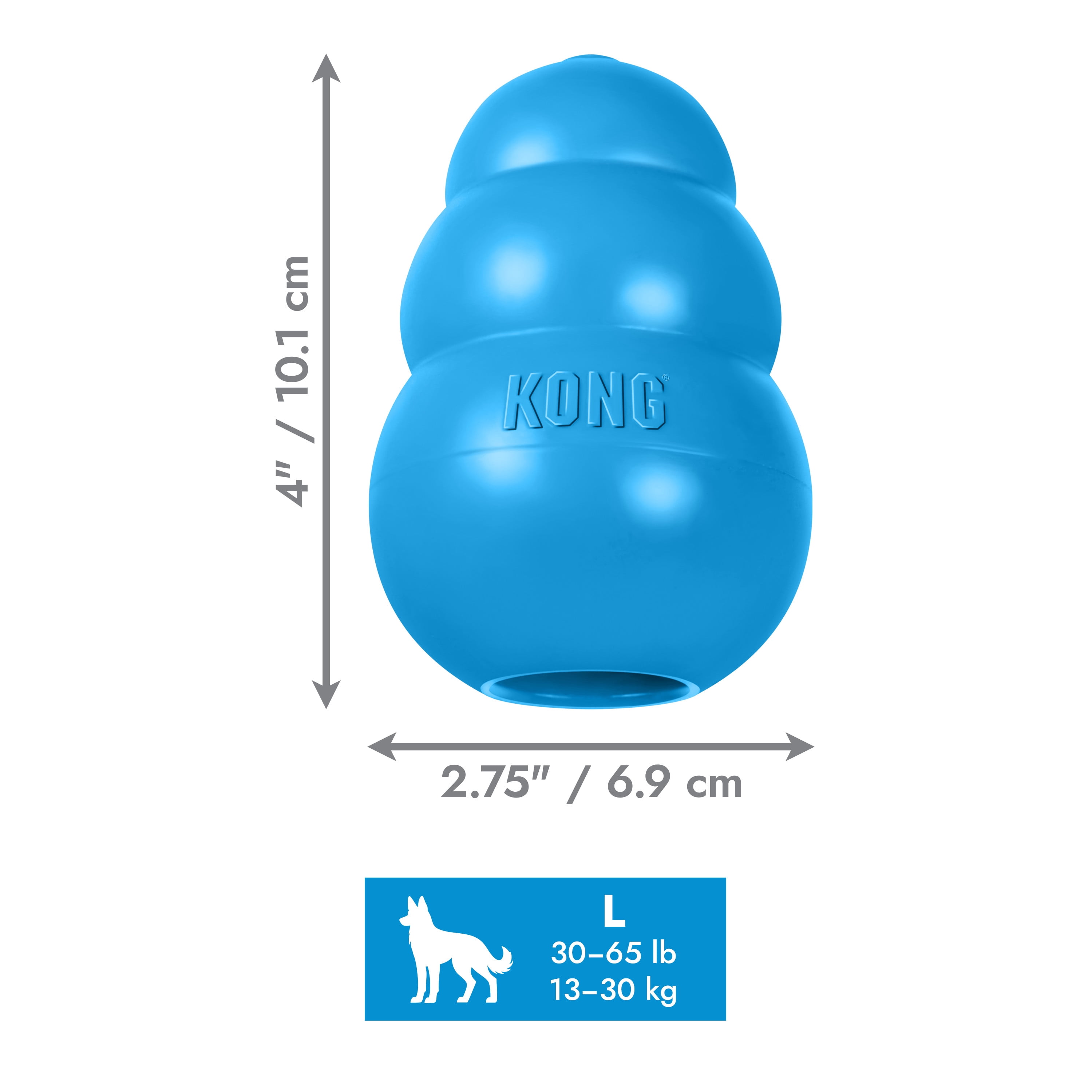 KONG® Classic Rubber Puppy Dog Toy for Beginner Chewers, Blue, Large for Dogs Between 30-65 lbs