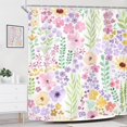 thumbnail image 2 of Pink Purple Cute Floral Shower Curtain for Bathroom Decor 72Wx72H Boho Spring Kids Girls Wildflower Watercolor Plant Botanical Art Printed Fabric Polyester Waterproof 12 Pack Plastic Hooks, 2 of 6
