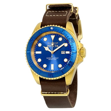 Invicta Pro Diver Blue Dial Brown Leather Mens Watch 17581