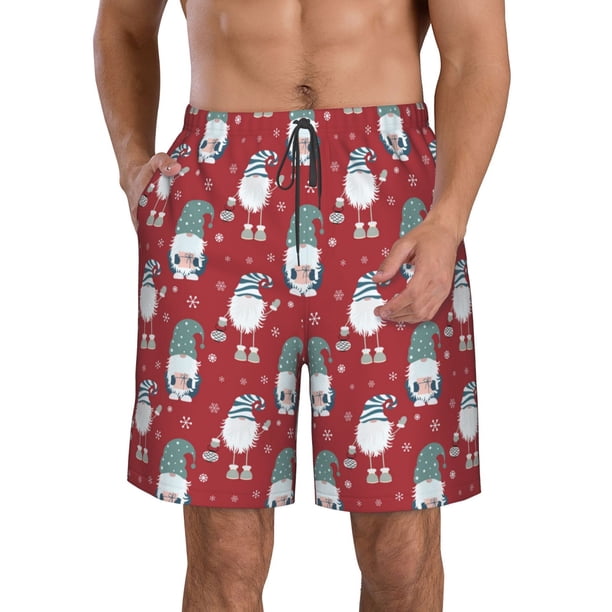 Balery Gnome And Snowflakes Traje de Baño Estilo Hawaiano para Hombre, Shorts de Secado Rápido con Bolsillos-3X-Large