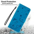 thumbnail image 3 of For iPhone 11 Luxury Wallet Case,Embossed Flower Cat[Hand Strap] Handmade Flip Folio Magnetic Closure Cover with [Kickstand Function] Credit Card Holder For iPhone 11, Blue, 3 of 8