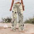 thumbnail image 4 of Womens Pants Casual Boho Palazzo Pants Wide Leg Lounge Pants Trousers Women's Floral Print Pants High Waist Smocked Elastic Waist Casual Trousers with Pockets for Beach Vacation, 4 of 5