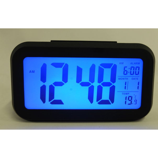Large LCD Display Digital Alarm Clock with Blue Back Light - Walmart ...