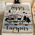 thumbnail image 3 of Cozy Flannel Camping Blanket Happy Camper Design Vintage RV Pine Tree Silhouettes All Season Comfort Machine Washable Home Outdoor Adventures Outdoor Blanket Rustic Blanket Comfort Camping, 3 of 7