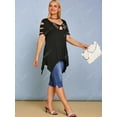 thumbnail image 4 of Camiseta de Pañuelo Escotado Estratificado de Escalera de Talla Extra Rosegal  Camisetas tallas grandes, 4 of 5
