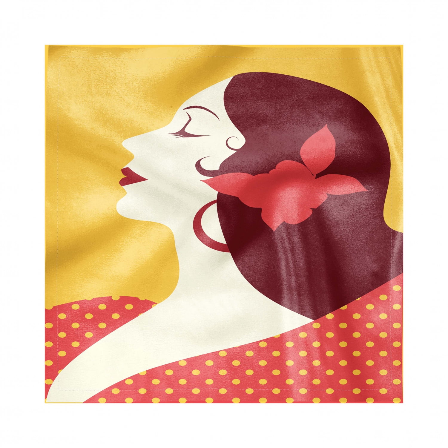 Spanish Napkins Set of 4, Flamenco Woman in Retro Polka Dot Dress with