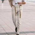 thumbnail image 2 of qolati Cargo Pants for Men Casual Slim Fitted Straight Legs Cotton Linen Dressy Pants Classic Fit Stretchy High Waisted Business Work Suit Trousers, 2 of 7