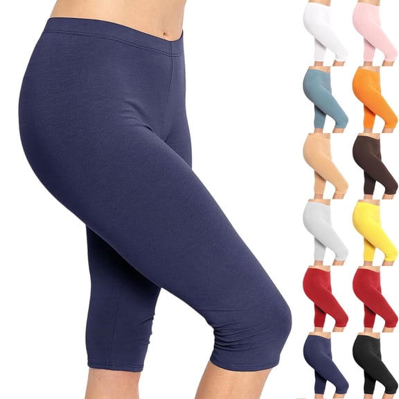 HAJWOH Women’s Capri Leggings Knee and Ankle Length Leggings Stretch Summer Lightweight Pants