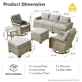 thumbnail image 2 of XIZZI 8-Piece Outdoor Patio Sectional Furniture Sets, Wicker Patio furniture with Swivel Chairs, Waterproof Outdoor Conversation Set for Backyard, Dark Gray, 2 of 9