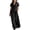 Black, variant on Women's Collared Short Sleeve Button Down Maxi Shirt Dress Solid Waist Gathered Flowy Long Dress with Pockets