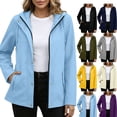 thumbnail image 2 of QINGFSAP Womens Weatherproof Hooded Jacket Snap Button and Zipper Closure Water Repellent Windbreaker Coat Outdoor Casual, 2 of 7