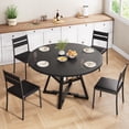 thumbnail image 2 of LAFGUR 47" Round Dining Table for 4,Wood Kitchen Dining Room Circle Dinner Pedestal Table ,Black, 2 of 9