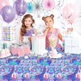 thumbnail image 3 of 3 Pack Mermaid Tail Tablecloth 87x51in, Mermaid Party Plastic Table Cover for Birthday Baby Shower Under The Sea Princess Mermaid Party Supplies Decor, 3 of 7
