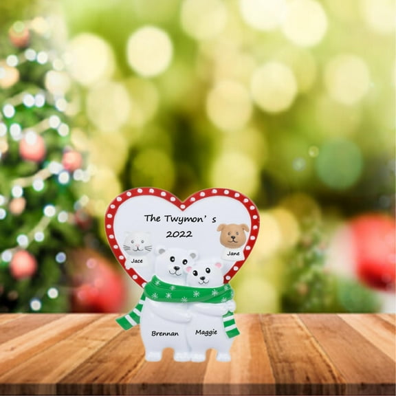 Maxora Personalized Ornaments Customized Christmas Ornament Polar Bear Couple Table Top Family of 2
