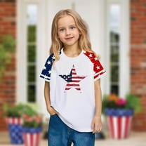 Gamivast Kids Usa Shirts for Girl 4Th Of July Shirts Flag Tshirt Patriotic Top Independence Day Outfit Casual Festival Shirts White Recent i have Placed