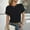 Black, variant on YHAJDS Women's Short Sleeve Tops Round Neck Lace Solid Color Summer Blouse