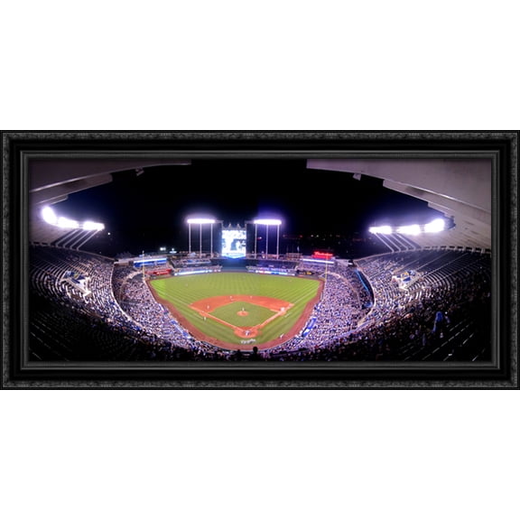 Kauffman Stadium 40x20 Large Black Ornate Wood Framed Canvas Art - Home of the Kansas City Royals