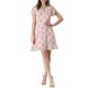 thumbnail image 1 of INSPIRE CHIC Vestido de Chifón Floral de Cuello Volante para Mujer de Manga Corta y Cintura Alta Rosa L, 1 of 6