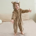thumbnail image 2 of AHTJRT Boys Girls Bear Hooded Romper Warm Fuzzy Full Button Long Sleeve Jumpsuit Festival Party Cosplay Plush Onesie Costume Khaki 3-4 Years, 2 of 9