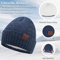 thumbnail image 3 of FZ FANTASTIC ZONE Womens Mens Winter Beanie Hats Scarf Touchscreen Gloves Set Warm Chenille Fleece Lined Skull Caps Neck Warmer Gifts for Women Men Navyblue, 3 of 5