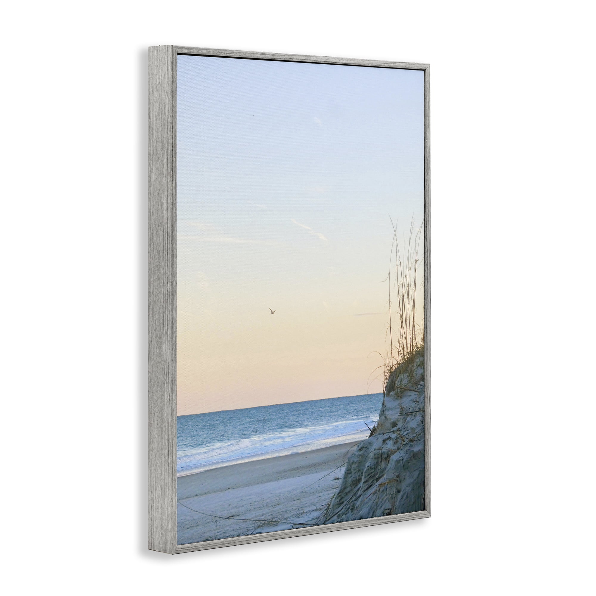 Stupell Industries Serene Beach Sunset Landscape Photography Gray Framed Art Print Wall Art, 20 x 30