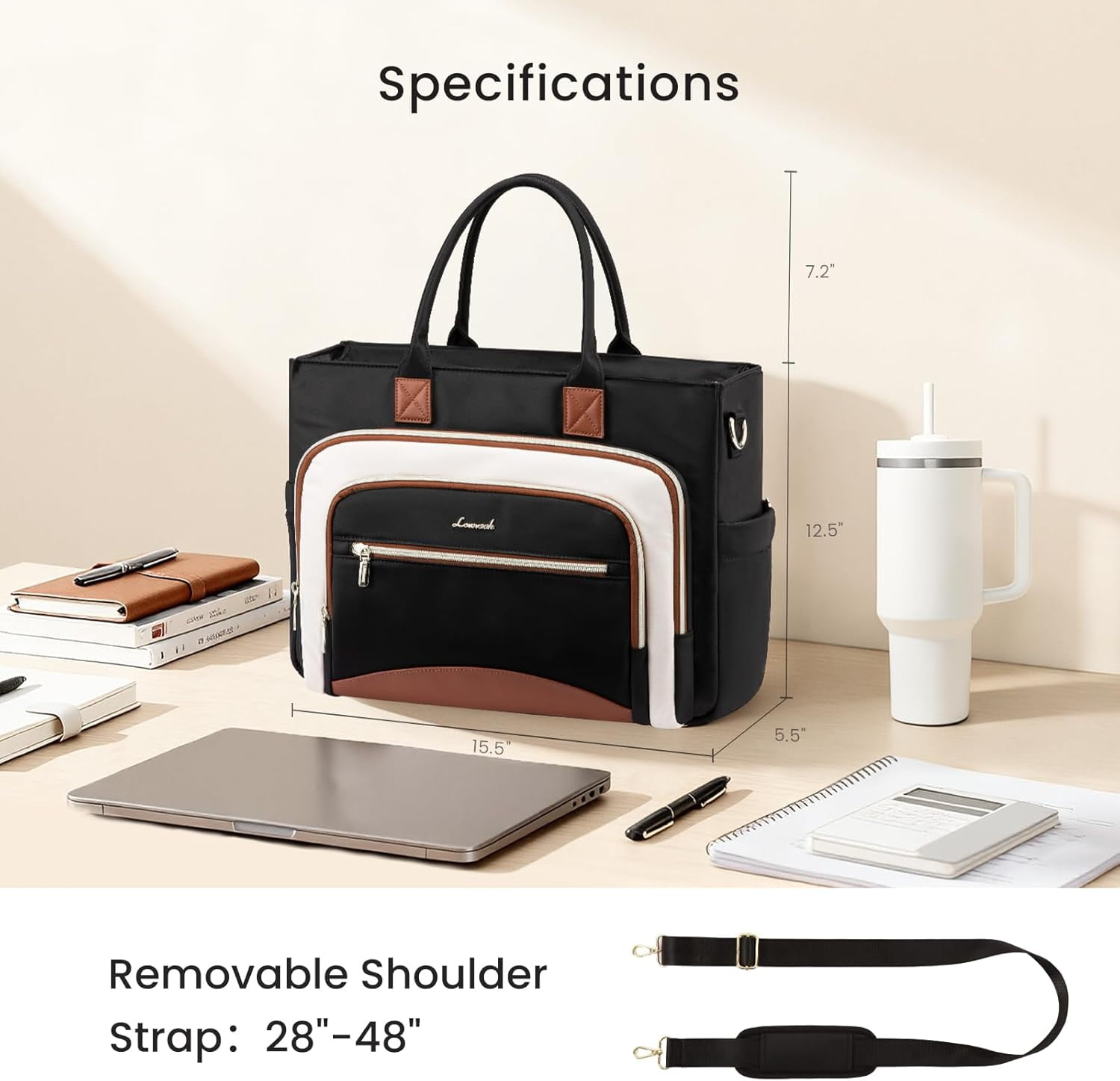 LOVEVOOK Work Tote Bags for Women,Laptop Tote Bag for Women With Large Cup Holder,Teacher Nurse Bags With Accordion File Organizer Pocket,Multi-Pockets Professional Briefcase Business Purses Handbag