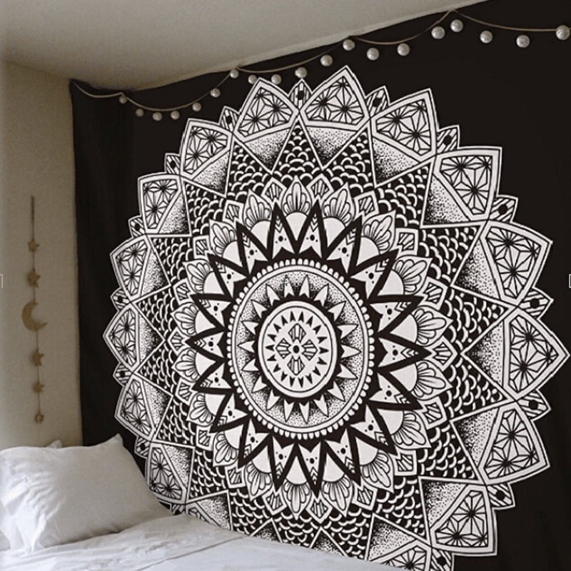 White Cotton Textile Throw Small Tapestry Poster Wall Hanging Home Decor Hippie 